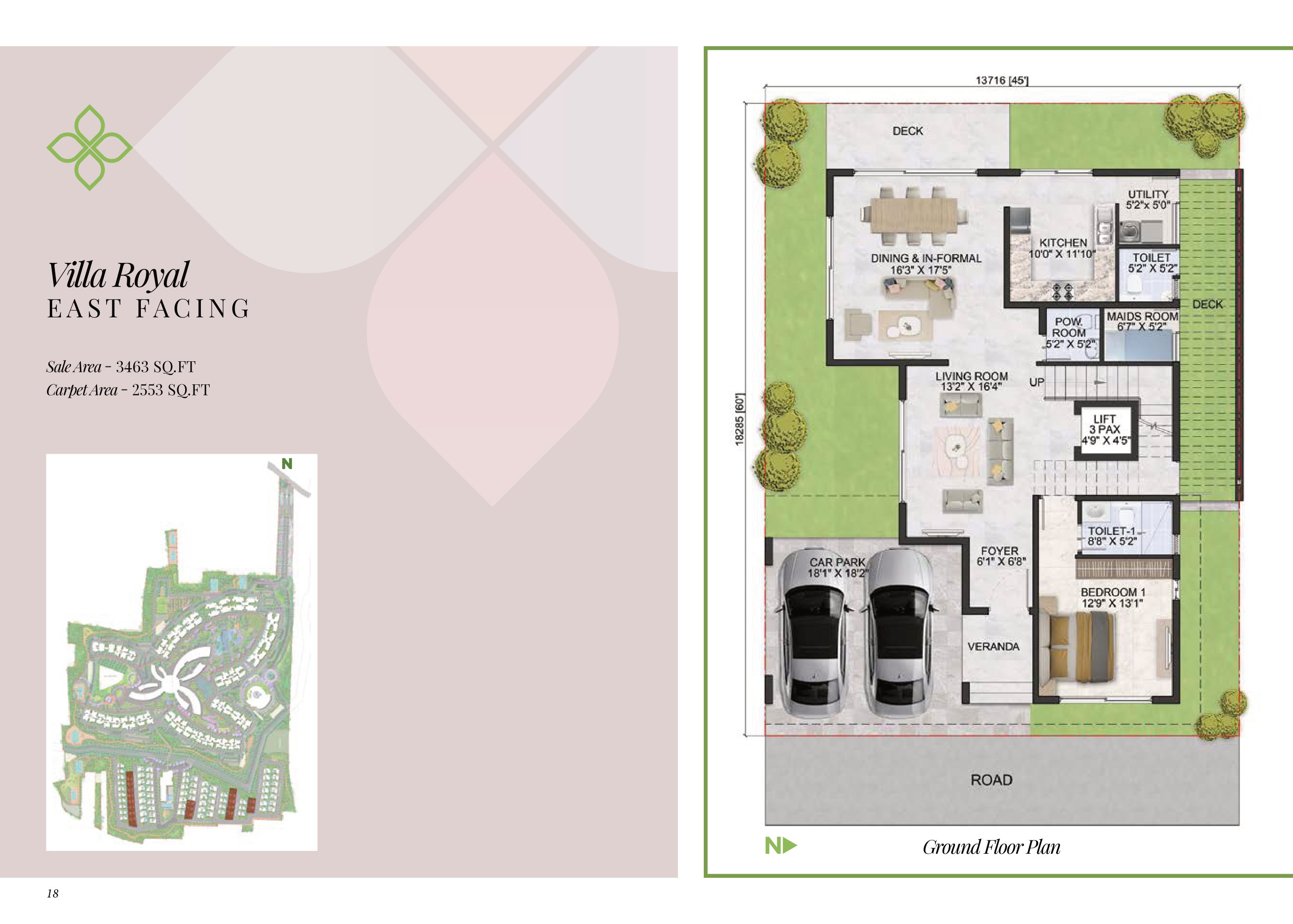 4 BHK 3463 Sq Ft Villa Royal Floor Plan of Prestige Park Grove