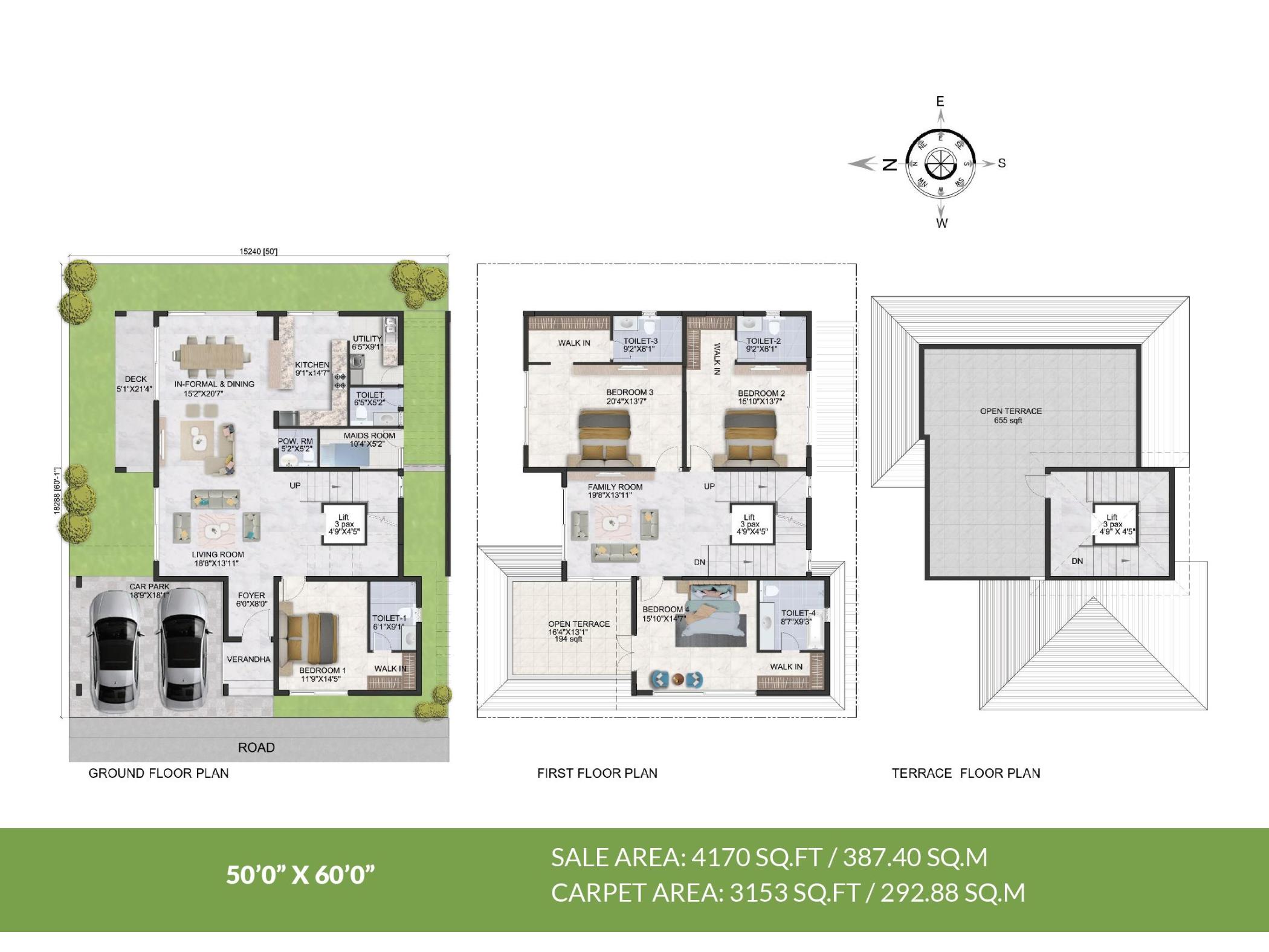 4 BHK 4170 Sq Ft Floor Plan of Prestige Park Grove
