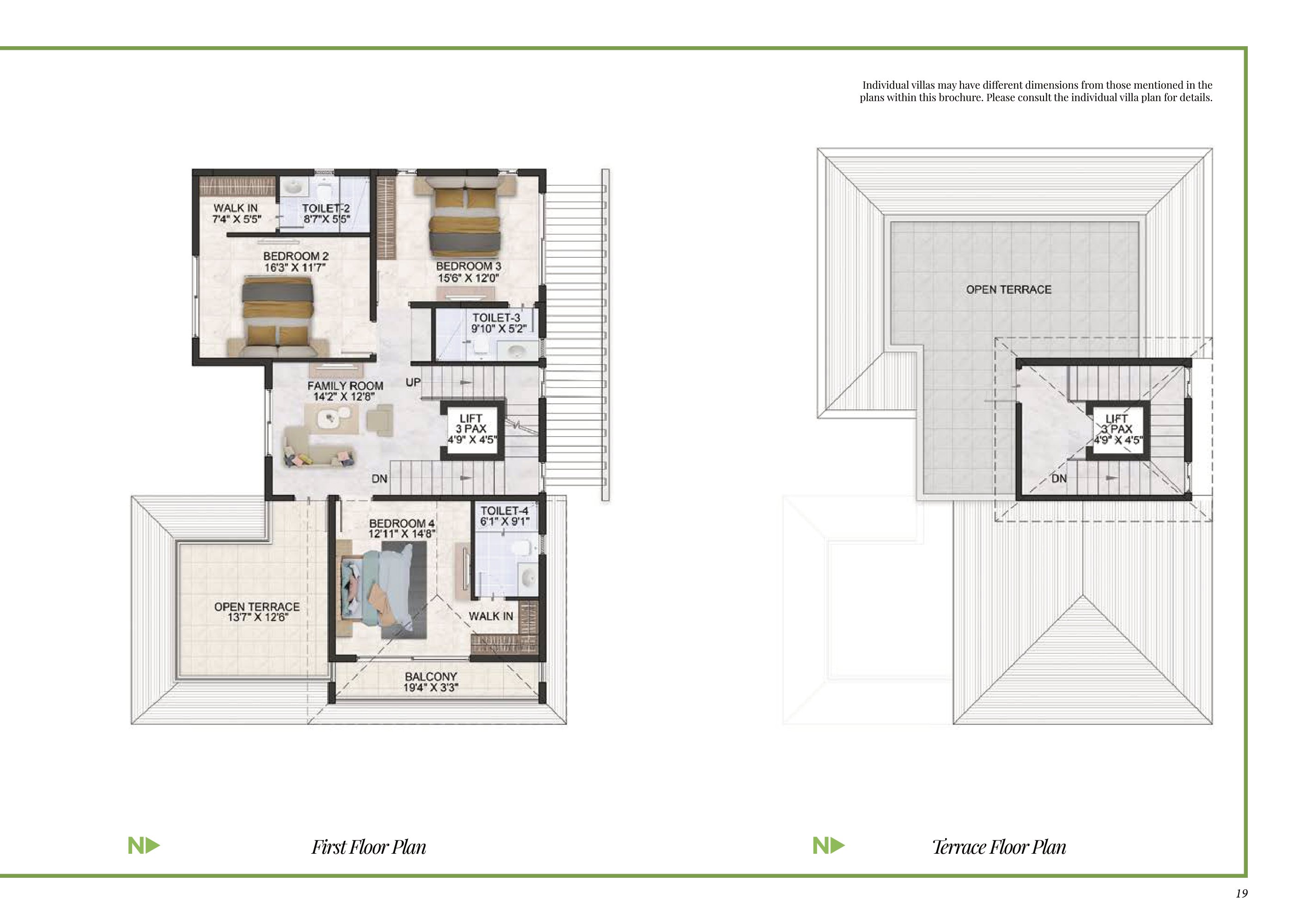 4 BHK First & Terrace Floor Plan of Prestige Park Grove
